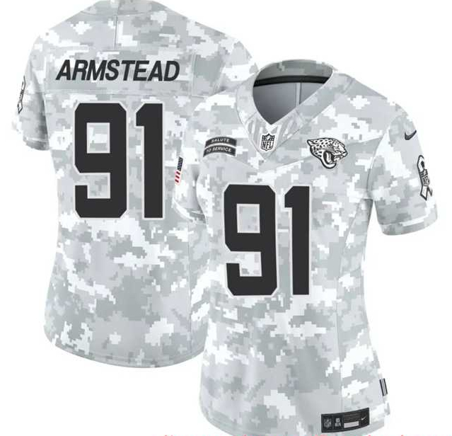 Womens Jacksonville Jaguars #91 Arik Armstead 2024 F.U.S.E Arctic Camo Salute To Service Limited Stitched Jersey Dzhi